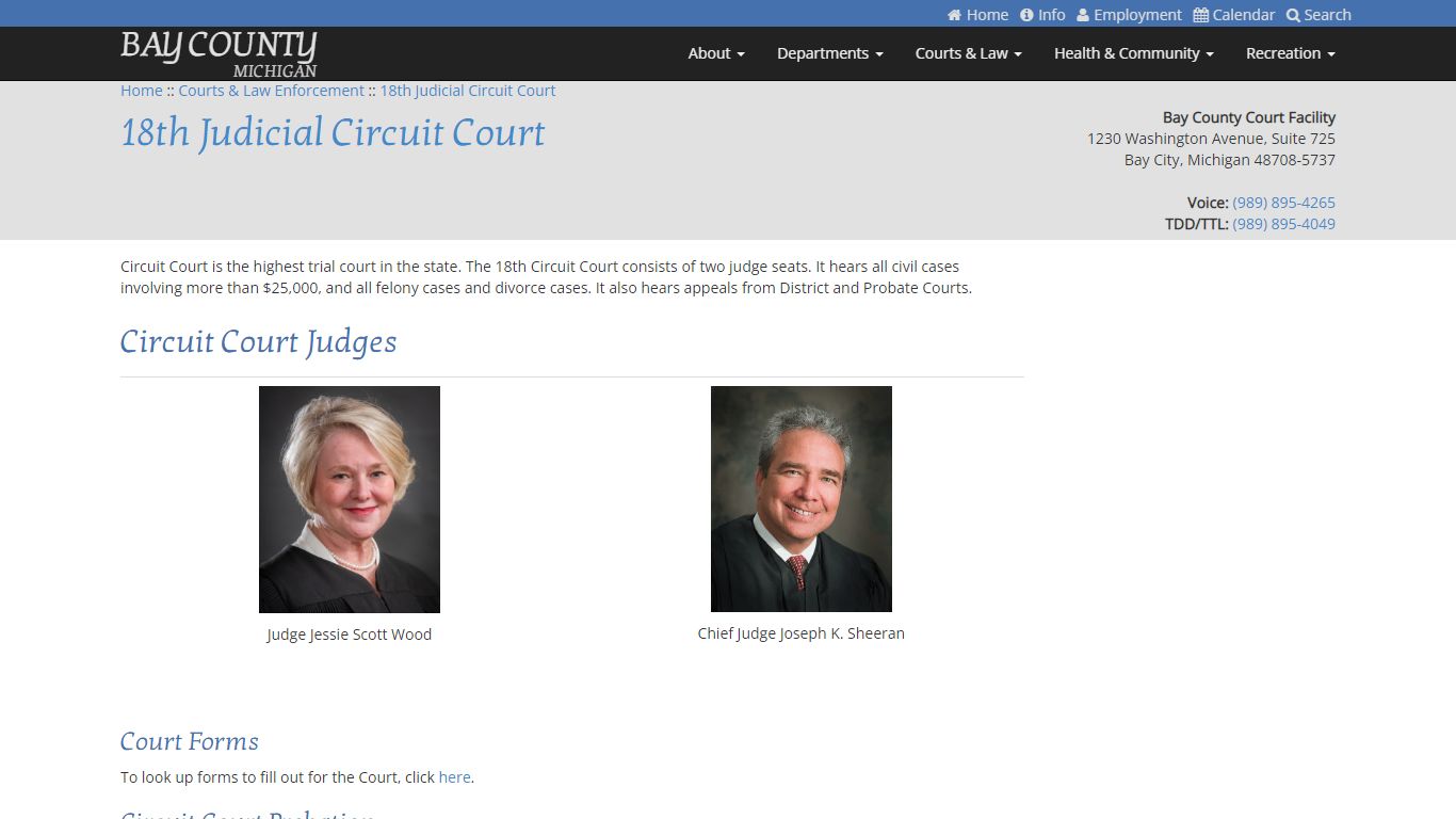 18th Judicial Circuit Court - Bay County, Michigan