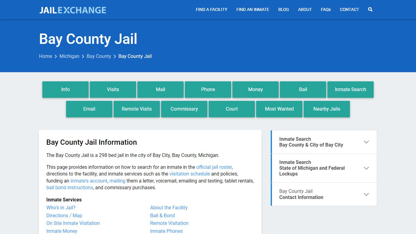 Bay County Jail, MI Inmate Search, Information - Jail Exchange